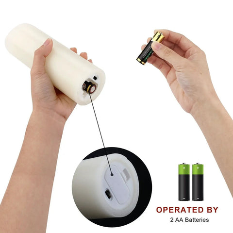 Battery installation for Flameless LED Candles Set Of 12 Ivory Real Wax Pillar Candles 2.2 Inch Diameter By 5 Inch Tall