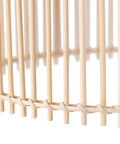 Close-up of bamboo shade detail from 58 Inch Matte Black Floor Lamp With Bamboo Shade That Peeks Through, Easy On Off Rotary Socket Switch.