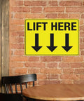8 By 12 Inch Equipment Guidance Sign Built Tough From Rust Resistant Aluminum With UV Protection Great For Warehouse Loading Docks And Yard Walls Four Pre Drilled Holes For Easy Mounting And Clear Caution Messages mounted on brick wall