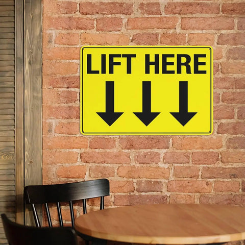 8 By 12 Inch Equipment Guidance Sign Built Tough From Rust Resistant Aluminum With UV Protection Great For Warehouse Loading Docks And Yard Walls Four Pre Drilled Holes For Easy Mounting And Clear Caution Messages mounted on brick wall