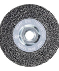 4-Inch Crimped Wire Wheel For Angle Grinder With 5/8-11 Arbor.014 Carbon Steel Wire Flexible visible front view