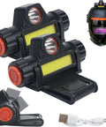 Dual LED Welding Headlamp Mount For Helmets And Hard Hats, Rechargeable Clip On Hood Light with USB Cable and Bracket Mounts