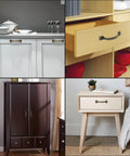 Rustic Bronze Cabinet Handles Set Of 8 Five And A Half Inch Curved Metal Drawer Pulls installed on various furniture.