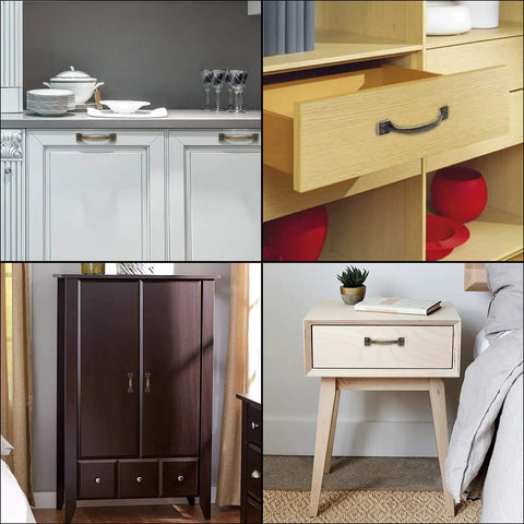 4 Pack 4 Inch Bronze Metal Cabinet Handles Rustic Drawer Pulls Vintage Curved Cupboard Handles For Kitchen Cabinets Furniture And Closet Doors With Screws Easy Install And Durable Solid Metal Hardware With Retro Vibe on various furniture types.