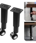 Adjustable Telescoping Metal Desk Legs With Swivel Casters For Heavy Furniture Leveling Feet Fits Cabinets Sofas Beds Desks And Dressers Replacement Sturdy Glide Feet For Easy Height Adjustment And Rock Solid Support, black steel caster leg
