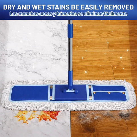 36 Inch Commercial Dust Mop For Quick Dry Dust Cleanup On Hardwood Floors With 59 Inch Extended Handle Heavy Duty Frame Two Mop Pads Ideal For Hotels Warehouses Schools And Janitors
