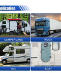 Campervans, trucks, RVs, and boats showing usage for 2 Pack RV Door Latch 4 Inch T Style Exterior Door Hold Hook And Keeper
