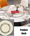 Large Marble Lazy Susan Turntable Rotating Serving Plate For Countertops And Dining Tables on a stylish table with measurements.