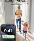 No Sweat Setup 4Mp Indoor Security Camera With Solid Hd Video And Clear Two Way Audio Free Ai Motion Tracking Night Vision Plus Easy Phone App Control For Your Pooch Around The Clock showing AI detection on smartphone.