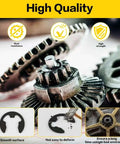 500 Piece Circlips Assortment Kit For DIY And Auto Projects Featuring E Clips And C Clips External Retaining Rings Snap Opening Rings M1.2 To M15 Heavy Duty Carbon Steel Durable Retaining Ring Set, high quality close-up