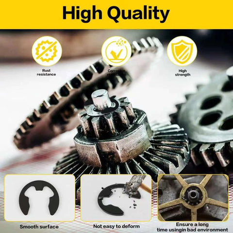 500 Piece Circlips Assortment Kit For DIY And Auto Projects Featuring E Clips And C Clips External Retaining Rings Snap Opening Rings M1.2 To M15 Heavy Duty Carbon Steel Durable Retaining Ring Set, high quality close-up