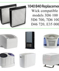Essick Air Humidifier Wick Filter Replacement Twin Pack Fits 8.5 Inch By 9 Inch By 1.5 Inch Humidifiers For Essick Air Models And Similar Units Replacement Filter For Dry Air Relief image showing various compatible humidifier models with the replacement filter at the top.