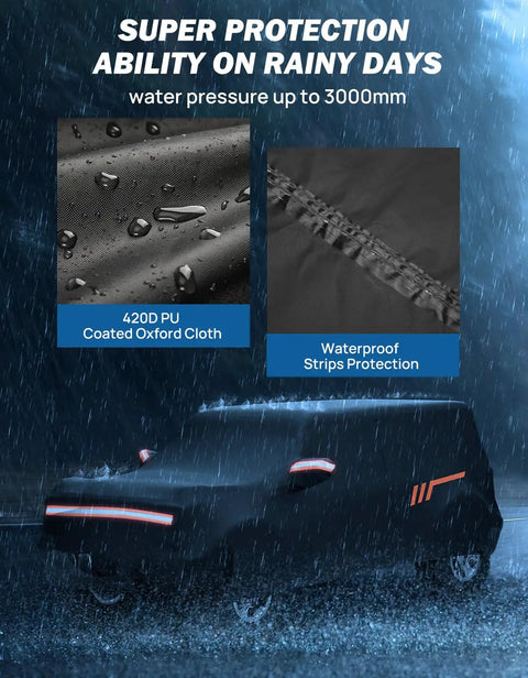 Bronco 4 Door Car Cover 2021 2026 Waterproof All Weather Protection With Zipper Entry And Anti Theft Lock UV Resistant Windproof