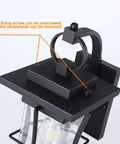 Close-up of Dusk To Dawn Outdoor Wall Lantern With Sensor, Matte Black Porch Light, showing removable lampshade and fixing screw.