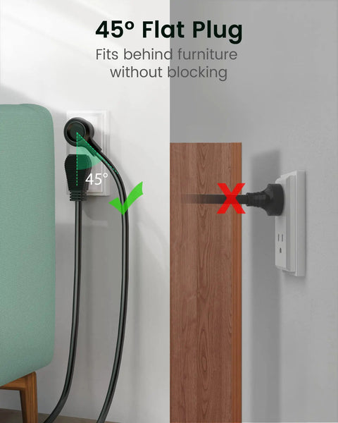 Power Strip With Individual Switches 6 Outlets And 4 USB Ports 900J Surge Protector flat plug fits behind furniture