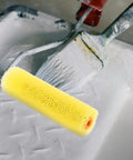 10 Piece Pack of Heavy Duty Sponge Paint Roller Sleeves Serving as Durable Texture Cover Replacements, featuring a yellow sponge roller.