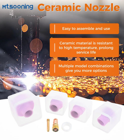Ceramic TIG Welding Cup Set with Chuck 12 14 16 24, alumina material, WP 17 18 26 Torch Gas Lens Kit, industrial use