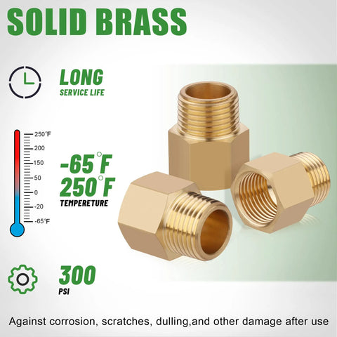 Brass Pipe Fittings Kit 5 Piece Half Inch NPT Male To Half Inch NPT Female Adapter Extensions with temperature and pressure ratings