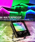 IP66 Waterproof 2 Pack 60W RGBW LED Flood Lights with Bluetooth App Control illuminating a house exterior colorfully
