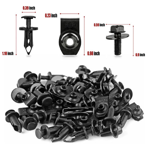 Universal Engine Splash Shield Bolts Kit 45Pcs With Push Retainer Rivet Clips For Under Cover Guard Bumper Fender Liner Easy Install