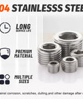 Stainless Steel Pipe Plug Fittings Assortment Kit With Five Sizes One Eighth Inch One Quarter Inch Three Eighths Inch One Half Inch And Three Quarters Inch Twenty Five Pieces NPT Male Internal Hex Thread Socket Plugs For DIYers