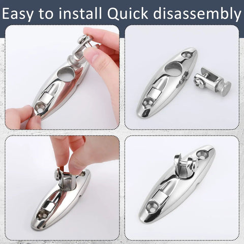 Boat Bimini Top Swivel Deck Hinges Set 4 Pieces 316 Stainless Steel Quick Release Hinges With Screws Side Mount Marine Hardware