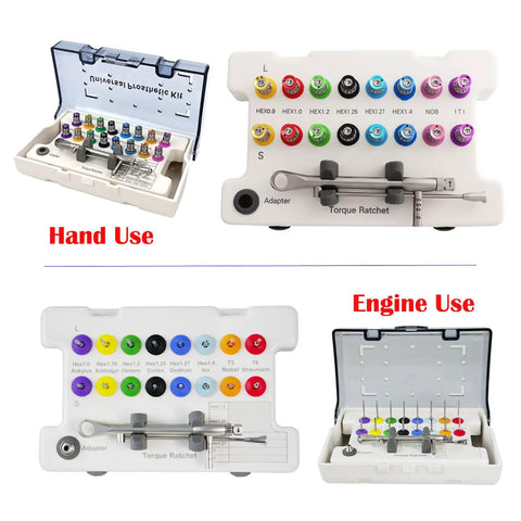 Universal Dental Electric Implant Torque Wrench Kit Adjustable Ratchet 0 To 70 Ncm Stainless Steel Prosthetic Driver Set With 16 Bits For Secure Precision Screw Repair Tool High Quality Grip