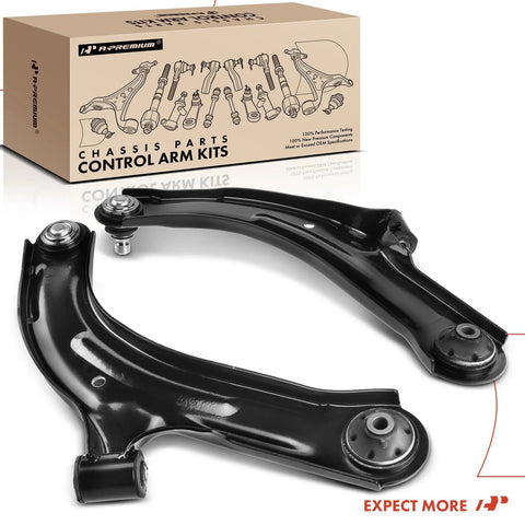 Front Lower Control Arm Set With Ball Joint And Bushing For Nissan Versa 2007 To 2012 And Cube 2009 To 2014 Driver And Passenger Side Two Pack Ready To Roll with packaging