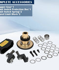 Complete accessories for X Axis Power Feed For Milling Machine With 5/8 Inch Shaft And 90 Watt Motor including limit switches and springs.