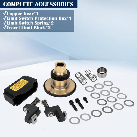 Complete accessories for X Axis Power Feed For Milling Machine With 5/8 Inch Shaft And 90 Watt Motor including limit switches and springs.