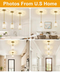 Top Shelf Modern Gold Pendant Lights 2 Pack Adjustable Crystal Chandelier Kitchen Island Fixture in a bright kitchen.