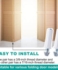 Four Pack Bi Fold Door Bottom Pivot Kit For Closet Sliding Doors, Heavy Duty White Pivots, shown with folding doors