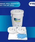 Oil Spill Response Kit With Portable Bucket OSHA Approved Includes 15 Absorbent Pads 2 Absorbent Socks 4 Disposal Bags And Nitrile Gloves Quick No Fuss Cleanup For Vehicles Shops And Jobsites