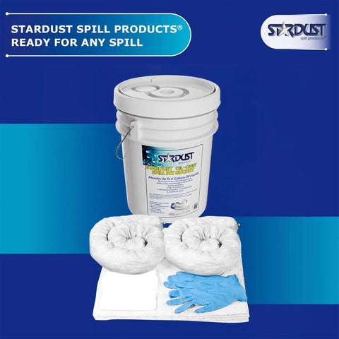 Oil Spill Response Kit With Portable Bucket OSHA Approved Includes 15 Absorbent Pads 2 Absorbent Socks 4 Disposal Bags And Nitrile Gloves Quick No Fuss Cleanup For Vehicles Shops And Jobsites