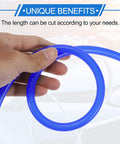 Blue Silicone Vacuum Tubing Hose For Automotive Use 10 Feet Long Three Sixteenth Inch Inner Diameter Two Millimeter Wall Thickness Beefed Up High Temp Boost Turbo Line For Cars Trucks Marine And Aircraft 130 PSI Max. held in hand.