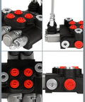 Close-up of Three Spool 11 GPM Hydraulic Flow Control Valve With Heavy Duty G Ports Adjustable Relief Lever Handle for tractors