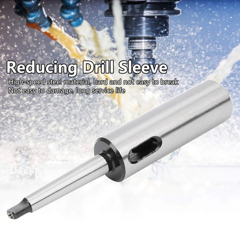 Reducing drill sleeve, side view; high-speed steel silver adapter for lathe milling