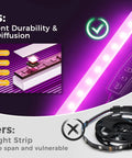 Closeup of LED light strip used in L Shaped Gaming Desk With LED Light And Power Outlet 53 Inch Reversible Computer Desk