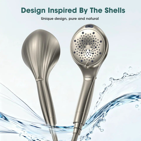 Eight Mode Handheld Shower Head With Built-In Filter For Hard Water, Removes Chlorine And Heavy Metals, Brushed Nickel Design