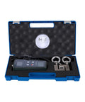 Digital Force Gauge For Push And Pull Forces With Plus Or Minus Five Hundred Kgf Range, Beefy Pro Grade High Resolution To 0.01 Kgf, 0.01 N, Or 0.1 Lbf, Three Units Of Measurement, Accurate Readouts For Tough Material Testing in blue carry case with hooks