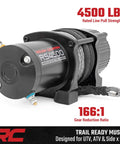 Rough Country 4500 Lb ProSeries Winch For Utv And Atv With Fifty Ft Synthetic Rope 1.4HP Motor 12V Waterproof Remote Control close-up