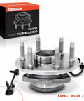Front Wheel Bearing And Hub Assembly With Abs For 1999 To 2013 Chevy GMC Cadillac Six Lug Two Wheel Drive Fits Silverado 1500 Avalanche 1500 Sierra 1500 And Escalade, includes box view