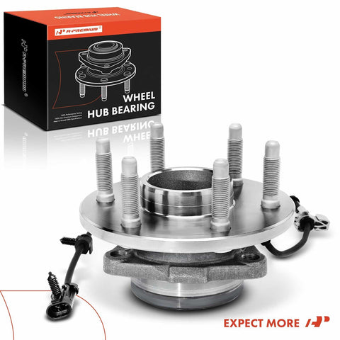Front Wheel Bearing And Hub Assembly With Abs For 1999 To 2013 Chevy GMC Cadillac Six Lug Two Wheel Drive Fits Silverado 1500 Avalanche 1500 Sierra 1500 And Escalade, includes box view