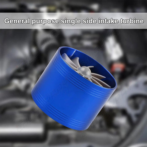Two Point Five Inch Car Air Intake Turbonator Performance Turbine Charger Turbo Booster With Single Fan Aluminum Universal Kit For Gas Saver And Power Boost On Cars Trucks And SUVs Blue