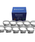 Roadformer 2-inch worm gear hose clamps, SAE 32, full stainless steel, 1/2 inch band width, 40-64mm range, 10-pack.