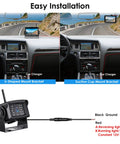 Wireless Backup Camera System Kit With Dual 7 Inch LCD Split Monitor showing easy installation options in vehicle interior.