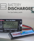 5 In 1 Battery Meter And Cell Checker For LiPo LiFePO4 Li-ion NiCd NiMH Packs, Digital display showing voltage reading