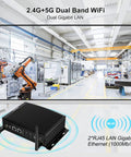 Ready To Roll Industrial Fanless Mini Pc Delivering Seamless Performance With Core I7 10510U Processor 64Gb Ram 512Gb Ssd Triple Display Output in a factory setting.