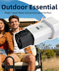 Sweetly Compact J1772 To Nema 5-15 And 5-20 Ev Charging Converter With Digital Meter displayed with couple outdoors.