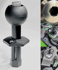 Moto Mount Ninja 12mm Hex Fork Stem Base With 1 Inch TPU Ball Adapter for Phone Camera GPS Mounts, installed on motorcycle
